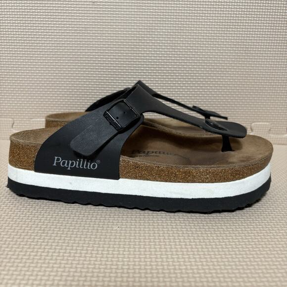 Papillio By Birkenstock GIZEH Woman's Black Platform Thong Sandals Sz 39 US 8 - Picture 1 of 11